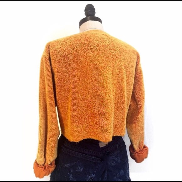 Vintage Terry Cloth Orange Crop Sweatshirt 🔥 - Picture 3 of 3